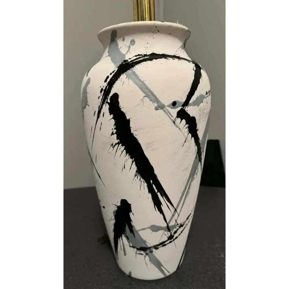 VTG 1980's Jackson Pollock Style Inspired Table Lamp RARE!!